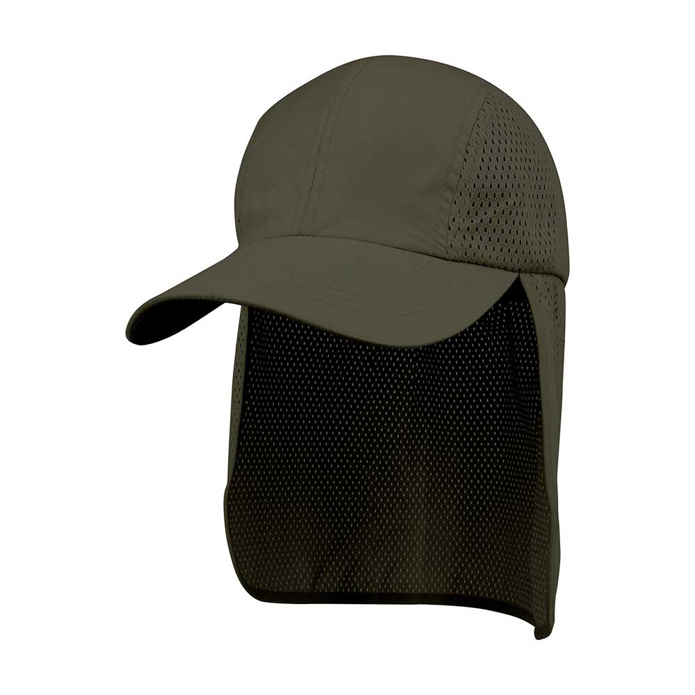 Microfiber Cap With Long Flap - Sun Hat For Outdoor Activities, One Size Fits Most In Khaki, Navy, Olive, White